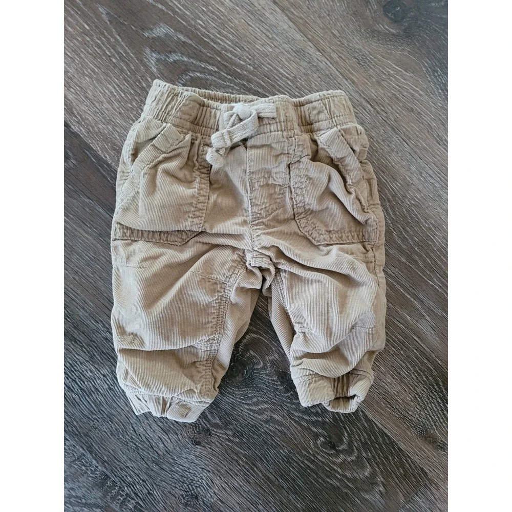 Gymboree Baby 0-3 M Tan Corduroy Jogger Pants Elastic Waist Cotton Utility #10